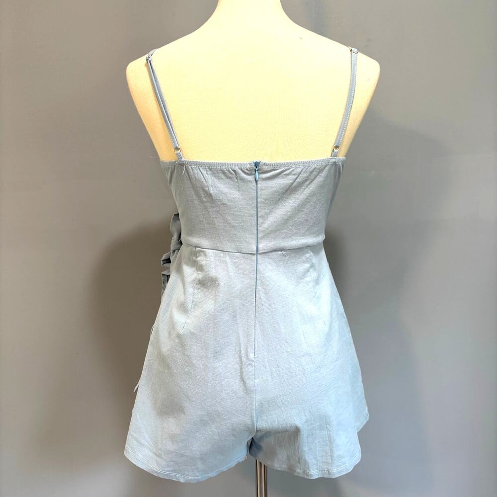 Princess Polly Cottage Hill Mini Romper Baby Blue Tiered Ruffle Wrap Skort - Picture 3 of 10